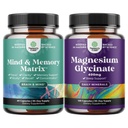 Bundle of Advanced Brain Supplement for Memory and Focus and Magnézium Glicinate Capsules for Surfast - Memory Supplement for Brain Fog Clarity Energy and Recall - Sleep Support Immunity & Bone Health