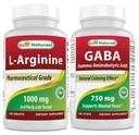 Legjobb természetes L- Arginine 1000 mg & GABA kiegészítés 750mg