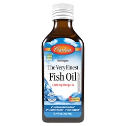 Carlson - The very finest fish oil, 1600 mg Omega-3 s, Liquid Fish Oil Supplement, Norway Fish Oil, Wild- Cot, Sustainable Sourced Fish Oil Liquid, Just Peachie, 200 ml (6.7 Fl Oz)