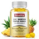 Triple Magnézium Complex Gumies - 800mg Magnézium Glicinate & Citrate, Apigenin & L- Theanine, gyerekeknek és felnőtteknek, természetesen alvászavarok és izomgörcsök (60 gróf)