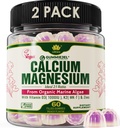 2 Pack - Plant Based Calcium Gumies 600mg D3 K2-vitaminnal, Magnézium, Cink a csont erő, Cukor mentes kalcium kiegészítők nők és férfiak (Certified Vegan) fenntarthatóan organikus vörös algák