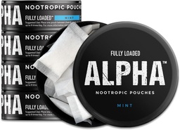 Teljesen betöltve Alfa Nootropic Pouches (Menta) - 5 Cans - 15 Pouches per can - Hatékony Nootropic Szállítás, Nic Pouch csere - gyorsabb abszorpció, Alpha GPC, L- Tirosine, GABA