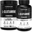 Jacked Factory L- Glutamin Powder 100 Servings & L- Glutamin Capsules 500mg (240 kapszula) post edzés izom helyreállítására, immunitás, emésztési egészség
