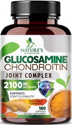 Glucosamine Chondroitin MSM 2100mg Complex - Joint Support Supplement for Joint Mobility & Comfort For Men and Women with Turmeric & Boswellia, Triple Strength Glucosamine Supplements - 180 kapszula