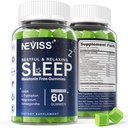 NEVISS Melatonin Ingyenes Alvássegítő gumikat felnőttek számára - Magnézium Glicinate Gummeasures 124; GABA, L- Tryptophan, Magnézium, Ashwagandha - Non- Habit Forming, Help for Deep Relaxation - Vegan, Lemon Flavor, 1Pack