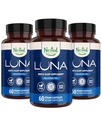 Nested Naturals Luna Melatonin Free, Non- Habit Forming Herbal Sleep Supplement w / Chamomile, Valerian, L- Theanine, 180 Vegan kapszula (60 kapszula üvegenként)
