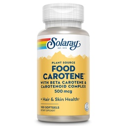 SOLARAY Food Carotene, A-vitamin 10000 NE WY124; Egészséges bőr, szemek, antioxidáns és immunszupport (100 CT)