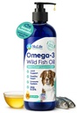 Flüssiges Fischöl für Hunde mit Omega 3, 6 & 9 Fettsäuren, Wild Caught aus Island, Haut und Mantel Ergänzung für Shedding, juckende Haut, Allergien, Gehirn und Herzgesundheit, reich an EPA + DHA - 16 oz