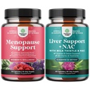 Bundle of Menopause Supplement for Hot Flash with Dong Quai Vitex Chaste Berry & Black Cohosh and Liver Support NAC - Milk Thistle N Acetyl Cystein with Turmeric, Coline, Dandelion & L- Gluthione