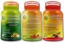 SUPPLEMENS STUDIO Immuntámogató Bundle - Liposzómás C-vitamin 1500mg + Liposzómás Glutation 500mg + Bromelainnal, Cink & C-vitaminnal - Vegán, Non-GMO, Enhanced Absorption Formulas