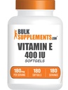 BulkSupplements.com E-vitamin 400 NE Softgels - E-vitamin kiegészítés, mint D- Alpha- Tocopherol, antioxidánsok - Gluten Free, 1 Softgel per Serving, 180 Count (1-es csomag)