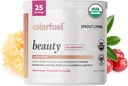 Sprout Living, Colorfuel Beauty Powder Drink Mix, Bio-Superfoods + Adaptogene | Haar, Haut und Nägel Unterstützung, Vegan Collagen Boost, Biotin, Silica, Vitamin C, Super Berry Flavor (25 Servierungen)