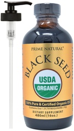 PRIME NATURAL Organic Black Seed Oil 16oz - Cold Pressed Unfinished High Thymokinone 1.7% USDA Certified - Turkey Origin Potent Nigella Sativa Liquid - Vegan Omega 3 6 9, Antioxidáns