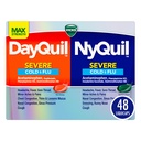 VICKS DayQuil & NyQuil SEVERE Co- Pack, Cold & Flu Medicine, Powerful Relief for Fejfájás, Láz, Sore Throat, Minor Aches & Pains, Constiption, Sinus Pressure, Stuffy Nose, and Cough, 48 LiquiCaps