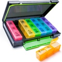 Heti Pill Organizer, 7 napos Pill Box (3- Times- A- Day) Portable for Travel with Moisture- Proof Design Pill esetében Pills / Vitamin / Halolaj / kiegészítők