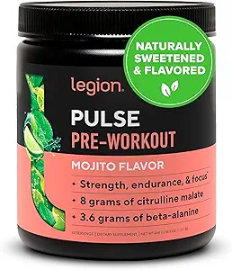 LEGION Pulse Pre Workout - All Natural Nitric Oxide Pretosuring Drink to Boost Energy, Creatine Free, Naturally Sweared, Beta Alanine, Citrulline, Alpha GPC (Mojito)