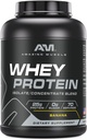Amazing Muscle 100% Whey Protein Powder * Advanced Formula with Whey Protein Isolate as a Primary Ingredient Along with Ultra Filtered Whey Protein Concentration (Banana, 5 Lb)