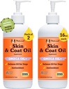 Natural Dog Company 2 Pack - 16 oz. Haut- und Mantelöl, unterstützt Hautgesundheit, Fischöl-Ergänzungen für Hunde, Fettsäuren, Antioxidans, für Mehr Hundefamilien, Große Zuchthunde, 32 oz. Wert