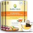 Prémium Echinacea Tea cink (csomag 4, 88 Tea Bags) - Koffeinmentes egészséges tea az immunrendszer számára - Szerves gyógynövény Tea zacskók w / Természeti összetevők - Ideális Tea Ajándékok Tea Szeretőknek