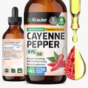 BIO KRAUTER Cayenne Pepper kivonat folyadék - Tiszta kapszaicin kivonat - Folyékony Cayenne Pepper cseppek emésztési támogatás - Cukor és alkohol mentes 4 Fl.Oz.