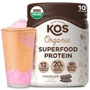KOS Vegán fehérje por, csokoládé USDA Organic - Alacsony szénsavtartalmú borsó fehérje keverék, növényi alapú szuperfood Vitaminokkal és ásványokkal - Keto, Soy, Gluten Free - Étkezés nők és férfiak részére - 10 szertartás