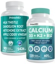 Kalcium D3 K2 B12 (1pk) és máj-támogatás (1pk) Kiegészítés Bundle - Potent Vitamins for Bone, Heart, Máj-funkció, & Immun Support - Non-GMO, Vegan, Gluten- mentes