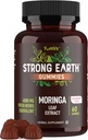 Strong Earth - Moringa Gumies 400mg - Super Food Greens Supplement for Energy Boost - Natural Multi Vitamin Moringa Oleifera Leaf kivonat gumi, 60 Ct - Tastier Than Pills vagy kapszula
