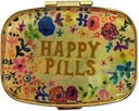 Happy Pills Organizer Cuki Metal Pill Case Travel Friendly Portable Pill Box Pill Container to Hold Tylenol / Vitamins / Fish Oil / Supplements / Meds / Tablet for Purse / Pocket