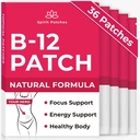 B12 Foltok (csomag 36) - 100% Természetes Vitamin Foltok Nők, Energia, Fókusz & Body Support, Self- Adhezív Átlátszó Patches - Javított Forma