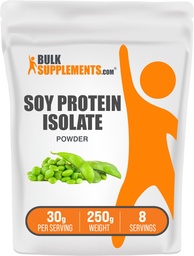 BulkSupplements.com Szójafehérje izolátum por - vegán fehérje por, ízesítetlen - tiszta & glutén mentes, 30g per szerving, 250g (8,8 oz) (1-es csomag)