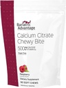 Félvér Előnyös Kalcium Citrate Chewy Bites 500 mg - Highly Absorbable & Digestible - D3 - Easily Chewable Kalcium Supplement - Málna Flavor - 90 Count