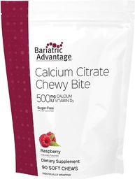 Félvér Előnyös Kalcium Citrate Chewy Bites 500 mg - Highly Absorbable & Digestible - D3 - Easily Chewable Kalcium Supplement - Málna Flavor - 90 Count