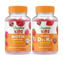 Életképes Biotin Kids + D3-vitamin + K2-vitamin Kids, Gummees Bundle - Nagy ízű, vitamin kiegészítés, glutén mentes, GMO mentes, rágható gumi