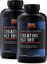 GNC AMP Creatine HCl 189, Célzott izom Építő és helyreállítási kiegészítés, Fast Absorbing Performance Blend, 480 gróf