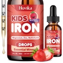 Folyékony vaspótlás gyerekeknek és nőknek - Magnéziummal, Cink & Kids Multivitamin Vascseppekkel - Immuntámogatás, vérépítő és energia támogatás vashiányosság, anaemia, Vegan 2 Fl Oz