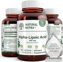 Natural Nutra R- Alpha Lipoic Acid, Javítani a csont és a szív egészségét, Javítani memória funkció, Javítani idegi funkció Hozzájárul a teljes egészség, glutén Szabad 100 mg, 60 Vegán és vegetáriánus tabletta.