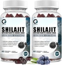 Himaláján Shilajit Gumies 85 + Trace Ásványok & Fulvic Acid for Energy, Immune, Kognitív támogatás nagy potencia tiszta természetes shilajit kiegészítés férfiak és nők 60 Gumies (2 csomag)