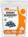 BulkSupplements.com Organic Blueberry Powder - Antioxidáns Support, Bluberry Supplement - Vegan & Gluten Free, 3g per Serving, 500g (1.1 £) (1 db)