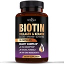 NEW AGE Biotin Collagen Keratin Hyaluronic Acid - 50,000µg Hajnövekedés Vitaminok férfiak és nők, köröm, haj, bőr vitaminok és DHT Blocker E-vitamin Folic Acid Pumpkin Seed MSM - 90 gróf