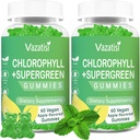 2 Pack klorofill gumik szerves szupergreens, természetes antioxidáns, energia boost, immuntámogatás, emésztés, bőr ellátás, nők és férfiak, felnőtt & gyerek - 120 Vegán szerves gumik