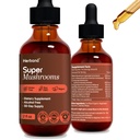 Super Gombák 8- in1 - 2 fl folyékony kivonat - Brain Booster & Immune Support Drops - Reishi, Lion 's Mane, Cordyceps, Chaga, Mitake, Turkey Tails, Shiitake, Agaricus - High Potency - 45- napos ellátás