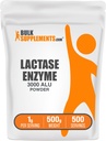 BulkSupplemens.com Laktáz Enzyme (3000 ALU) Por - Laktáz Enzyme kiegészítés, Emésztési támogatás - Gluten mentes, 1 g / Serving, 500 g (1,1 kg) (1 x 1 db)