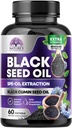 Black Seed Oil Capsules 1000mg Thymokinone - Pure Nigella Sativa for Skin Health & Immune Support, 100% Feketemag Oil, Amazing Extraction Of Cold Pressed Black Cumin Seed - 60 Softgels