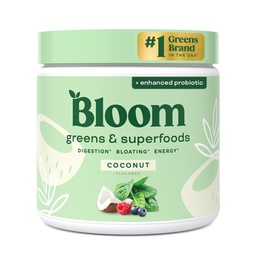 Bloom Táplálkozás Superfood Powder, Emésztési Enzimek probiotikumok és prebiotikumok, Gut Health, Bloating Relief for Women, Chlorella, Zöld Juice Mix Beet Root Powder, 30 SVG, Kókusz