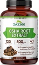 Zazzee OSHA Root 4: 1 kivonat, 500 mg Erő, 120 Vegán kapszula, 4 hónap Ellátás, koncentrált és standardizált 4X kivonat, 100% vegetáriánus, Ligusticum porteri, All- Natural és Non-GMO