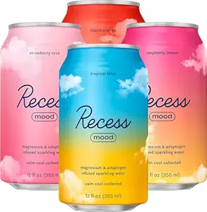 Recess Mood Magnézium & Adaptogen Drink, Relaxációs ital, 12 Ounce (Paradise Sampler Variety Pack, 12 Pack)