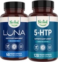 Nested Naturals Luna Melatonin- Free Sleep Supplement (60 Vegán kapszula) & 5- HTP 100mg (120 Vegán kapszula) a jobb alvás, relaxáció és hangulatváltozás