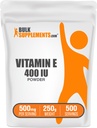 BulkSupplements.com E-vitamin 400 NE por - D-Alpha Tocopherol, tápanyag-kiegészítők - Gluten Free, 500mg per Serving, 250g (8,8 oz) (1-es csomag)