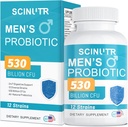 Probiotikumok férfiaknak, 530 Millió CFU & 12 Strain, Probiotic with Turmeric Cranberry & Goji, Gut Health for Men, Supports Digestive Health, Microbiome, Colon, & Immune Health, 30- napos ellátás