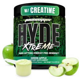 PROSUPS Mr. Hyde Xtreme Pre Edzés por kreatin, Beta Alanine & koffein - Extrém energia, szivattyúk, Focus & Performance - Fitness & Gimnázium kiegészítők férfiak és nők (zöld alma, 30 szervizek)
